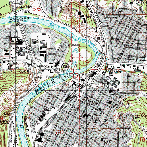 Topographic Map of Riverside Park, OR