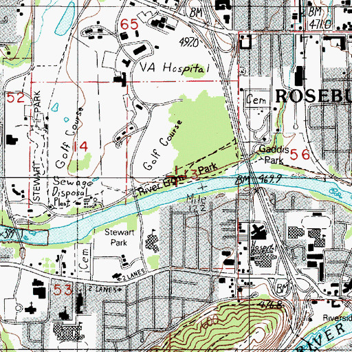 Topographic Map of River Front Park, OR