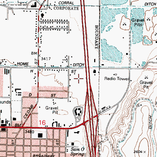 Topographic Map of Baldock Ditch, OR