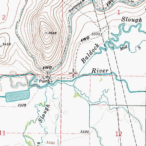 Topographic Map of Baldock Slough, OR