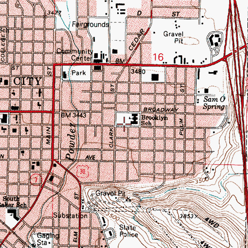 Topographic Map of Brooklyn Elementary School, OR