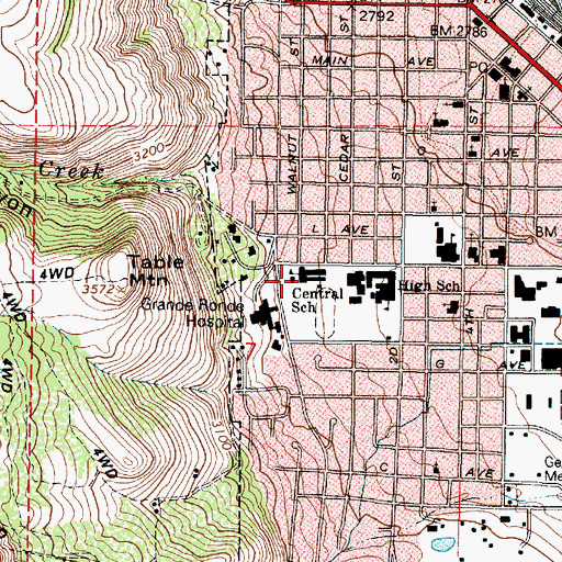 Topographic Map of Central Elementary School, OR