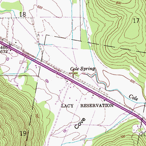 Topographic Map of Cole Spring, AL