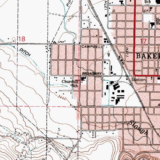 Topographic Map of Churchill School (historical), OR