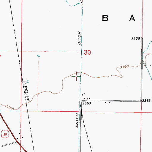 Topographic Map of Estes Ditch, OR