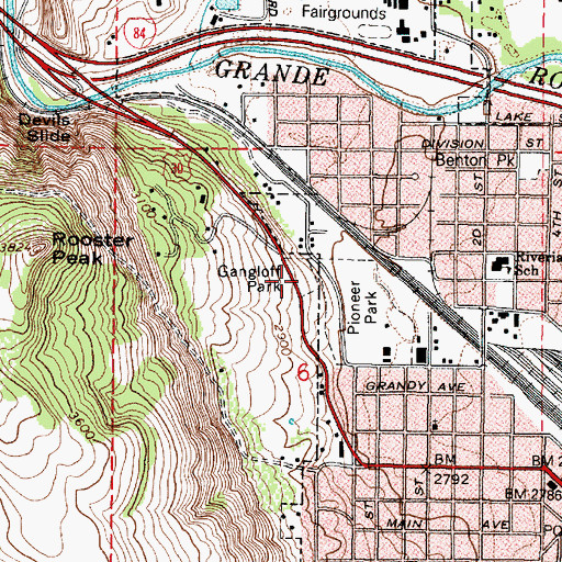 Topographic Map of Gangloff Park, OR
