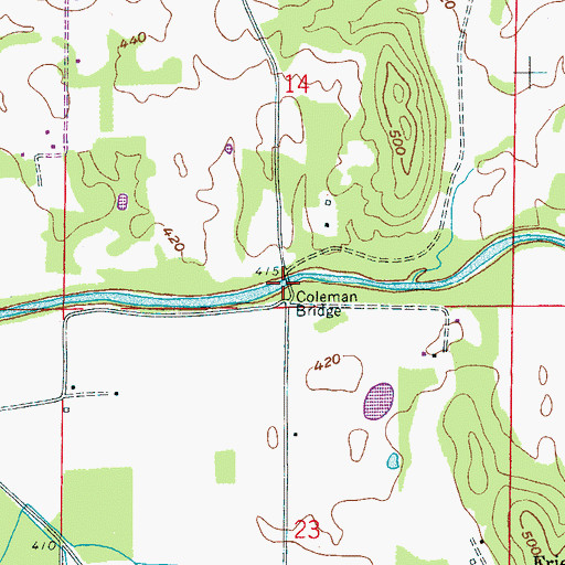 Topographic Map of Coleman Bridge, AL