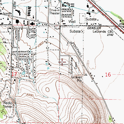Topographic Map of Grandview Cemetery, OR