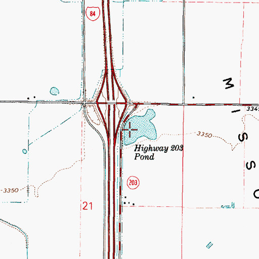 Topographic Map of Highway 203 Pond, OR