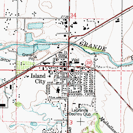 Topographic Map of Island City, OR