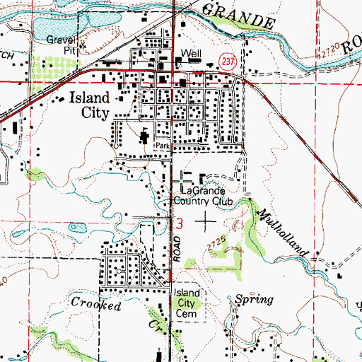 Topographic Map of La Grande Country Club, OR