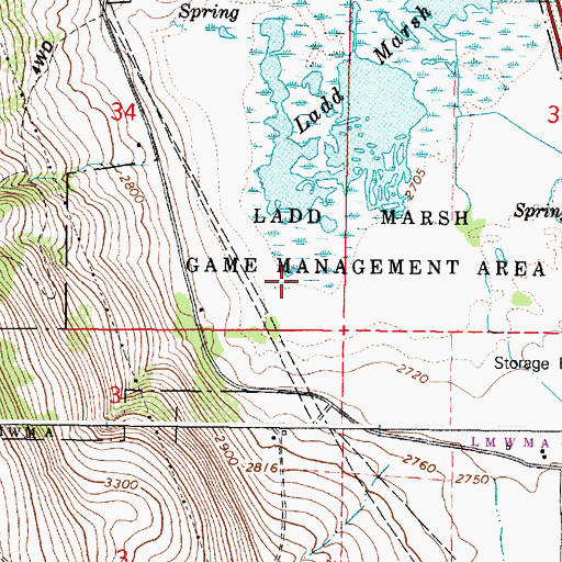Topographic Map of Ladd Marsh Game Management Area, OR