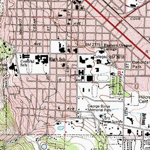 Topographic Map of Mill Creek, OR