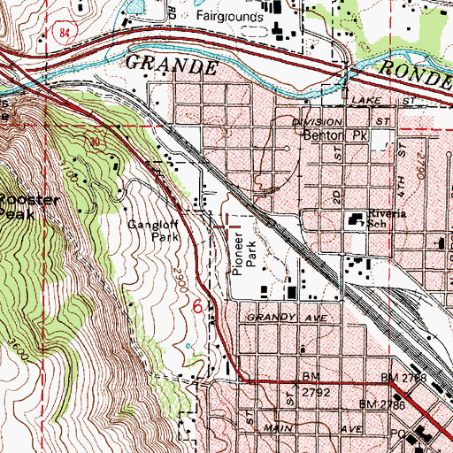 Topographic Map of Pioneer Park, OR