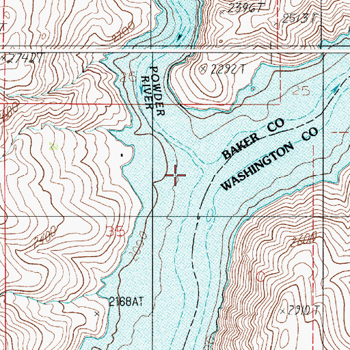 Topographic Map of Powder River, OR