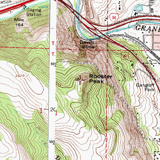 Topographic Map of Rooster Peak, OR