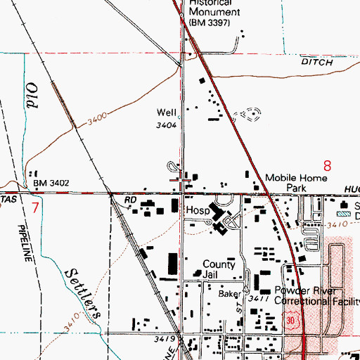 Topographic Map of Baker Valley Seventh - Day Adventist School, OR
