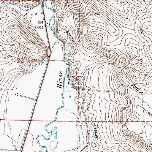 Topographic Map of Smith Ditch, OR