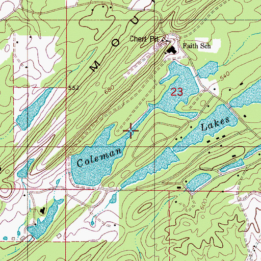 Topographic Map of Coleman Lakes, AL