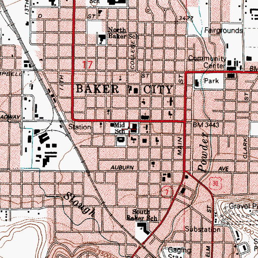 Topographic Map of Stack Junior High School, OR