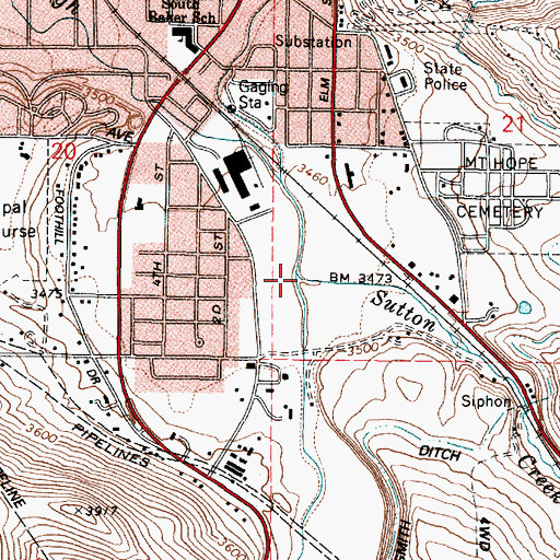 Topographic Map of Sutton Creek, OR