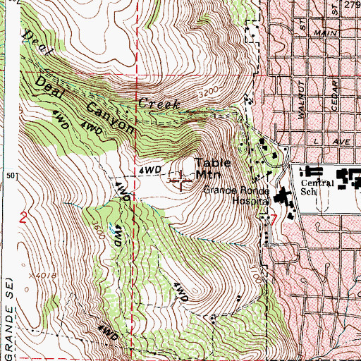 Topographic Map of Table Mountain, OR