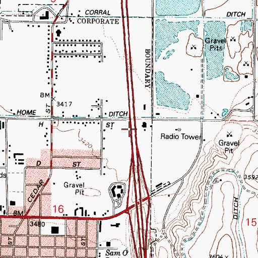 Topographic Map of KBKR-FM, OR