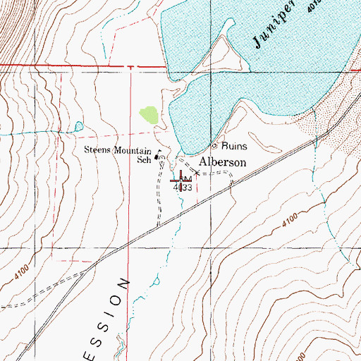 Topographic Map of Alberson Post Office (historical), OR