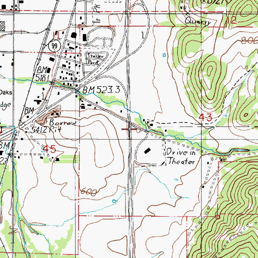 Topographic Map of Alderbrook Post Office (historical), OR