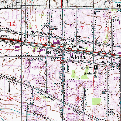 Topographic Map of Aloha Post Office, OR