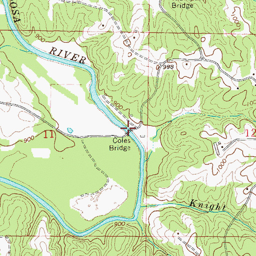 Topographic Map of Coles Bridge, AL