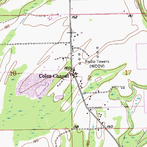 Topographic Map of Coles Chapel, AL