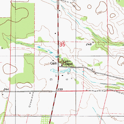 Topographic Map of Coles Chapel, AL