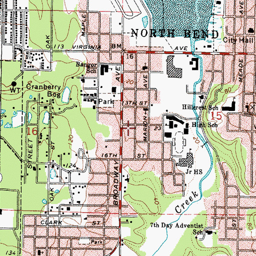 Topographic Map of Bangor Post Office (historical), OR