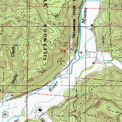 Topographic Map of Bar View Post Office (historical), OR