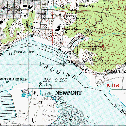 Topographic Map of Bay Post Office (historical), OR