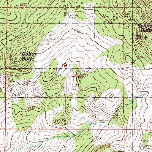 Topographic Map of Bennett Post Office (historical), OR