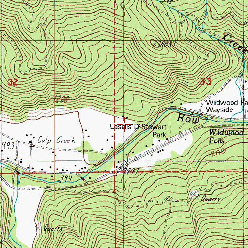Topographic Map of Bluff Post Office (historical), OR