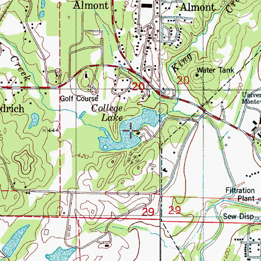 Topographic Map of College Lake, AL