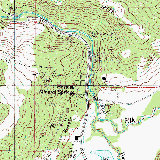 Topographic Map of Boswell Post Office (historical), OR
