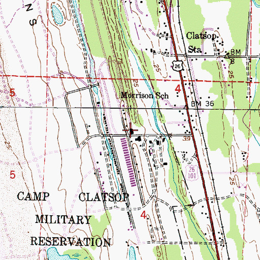 Topographic Map of Camp Clatsop Post Office (historical), OR
