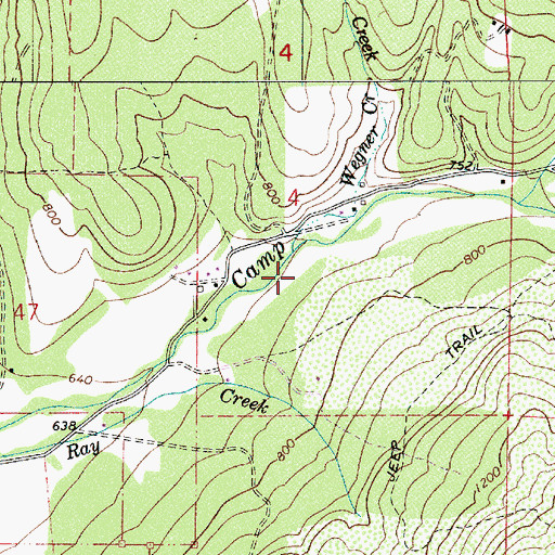 Topographic Map of Camp Creek Post Office (historical), OR