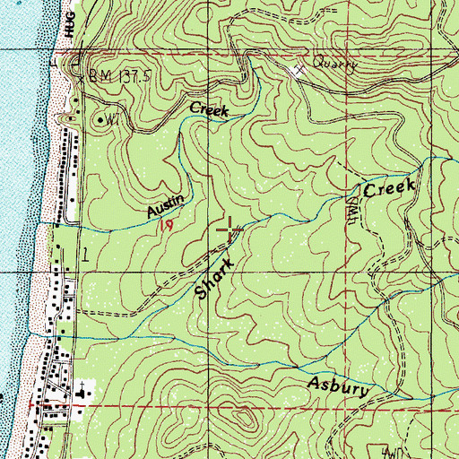 Topographic Map of Cannon Beach Post Office (historical), OR