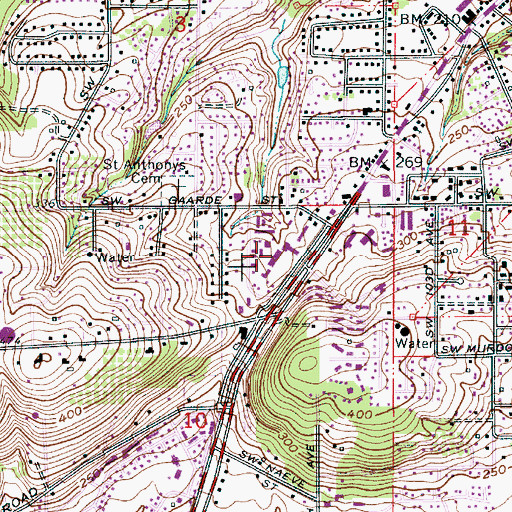 Topographic Map of Canterbury Square Post Office (historical), OR