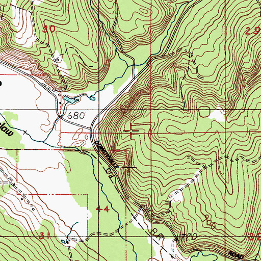 Topographic Map of Cartwrights Post Office (historical), OR