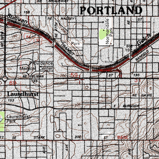 Topographic Map of Central Post Office (historical), OR