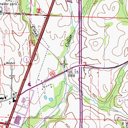 Topographic Map of Collier Branch, AL