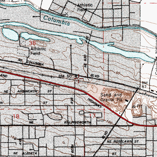 Topographic Map of Columbia Post Office (historical), OR
