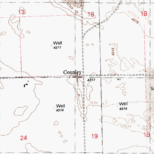 Topographic Map of Connley Post Office (historical), OR