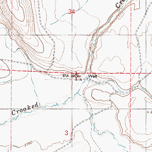 Topographic Map of Crutcher Post Office (historical), OR
